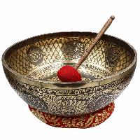 Buddhist Hand Beaten Jambati Singing Bowl, With Super Fine Etching Carving, [select Accessories]