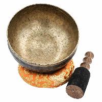 [old] Buddhist Hand Beaten [kopre] Singing Bowl, With [antique] Finishing, [select Accessories]