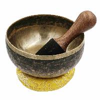 [old] Buddhist Hand Beaten [kopre] Singing Bowl, With [antique] Finishing, [select Accessories]