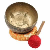 [old] Buddhist Hand Beaten [kopre] Singing Bowl, With [antique] Finishing, [select Accessories]