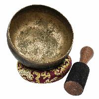 [old] Buddhist Hand Beaten [kopre] Singing Bowl, With [antique] Finishing, [select Accessories]