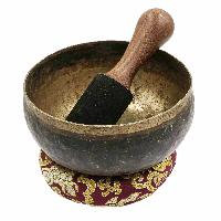 [old] Buddhist Hand Beaten [kopre] Singing Bowl, With [antique] Finishing, [select Accessories]