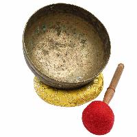 [old] Buddhist Hand Beaten [kopre] Singing Bowl, With [antique] Finishing, [select Accessories]