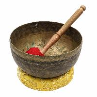 [old] Buddhist Hand Beaten [kopre] Singing Bowl, With [antique] Finishing, [select Accessories]