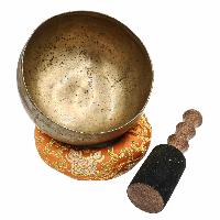 [old] Buddhist Hand Beaten [kopre] Singing Bowl, With [antique] Finishing, [select Accessories]