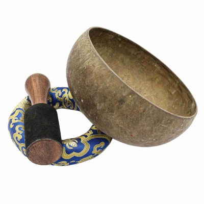 [old] Buddhist Hand Beaten [kopre] Singing Bowl, With [antique] Finishing, [select Accessories]