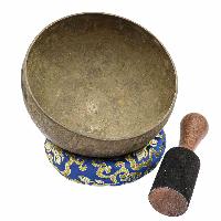 [old] Buddhist Hand Beaten [kopre] Singing Bowl, With [antique] Finishing, [select Accessories]