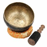 [old] Buddhist Hand Beaten [kopre] Singing Bowl, With [antique] Finishing, [select Accessories]
