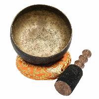 [old] Buddhist Hand Beaten [kopre] Singing Bowl, With [antique] Finishing, [select Accessories]