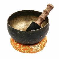 [old] Buddhist Hand Beaten [kopre] Singing Bowl, With [antique] Finishing, [select Accessories]