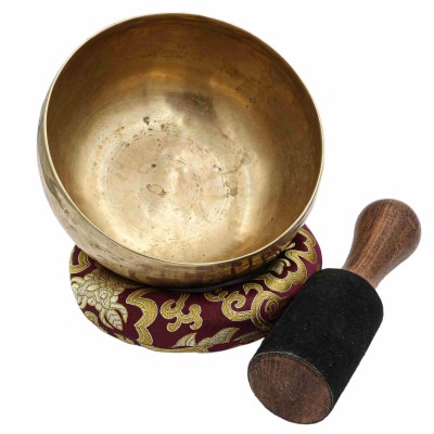 [old] Buddhist Hand Beaten [kopre] Singing Bowl, With [antique] Finishing, [select Accessories]