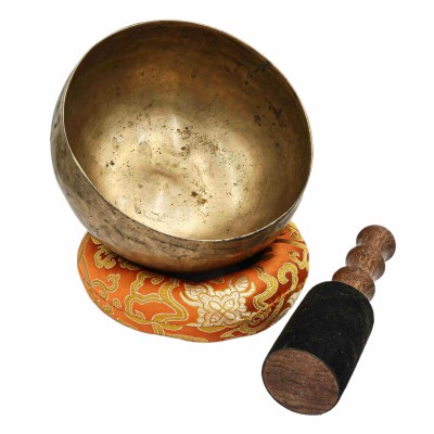 [old], Buddhist Hand Beaten [kopre] Singing Bowl, With [antique] Finishing, [select Accessories]