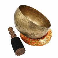 [old], Buddhist Hand Beaten [kopre] Singing Bowl, With [antique] Finishing, [select Accessories]