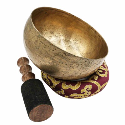 [old], Buddhist Hand Beaten [kopre] Singing Bowl, With [antique] Finishing, [select Accessories]