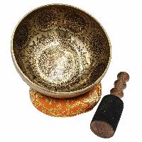 Buddhist Hand Beaten Jambati Singing Bowl, With Premium Etching Carving, [select Accessories]