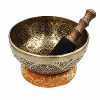 Buddhist Hand Beaten Jambati Singing Bowl, With Premium Etching Carving, [select Accessories]