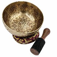 Buddhist Hand Beaten Jambati Singing Bowl, With Premium Etching Carving, [select Accessories]