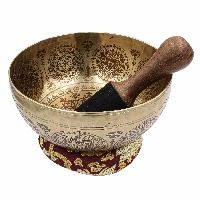 Buddhist Hand Beaten Jambati Singing Bowl, With Premium Etching Carving, [select Accessories]