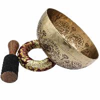 Buddhist Hand Beaten Jambati Singing Bowl, With Premium Etching Carving, [select Accessories]