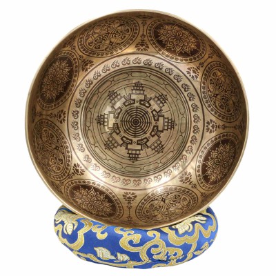 Buddhist Hand Beaten Jambati Singing Bowl, With Premium Etching Carving, [select Accessories]