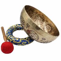 Buddhist Hand Beaten Jambati Singing Bowl, With Premium Etching Carving, [select Accessories]