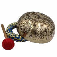Buddhist Hand Beaten Jambati Singing Bowl, With Premium Etching Carving, [select Accessories]