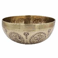 Buddhist Hand Beaten Jambati Singing Bowl, With Premium Etching Carving, [select Accessories]