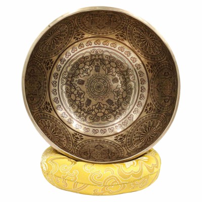 Buddhist Hand Beaten Jambati Singing Bowl, With Premium Etching Carving, [select Accessories]