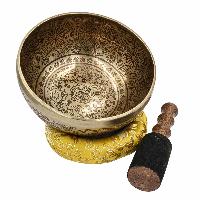 Buddhist Hand Beaten Jambati Singing Bowl, With Premium Etching Carving, [select Accessories]
