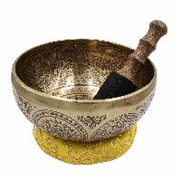 Buddhist Hand Beaten Jambati Singing Bowl, With Premium Etching Carving, [select Accessories]