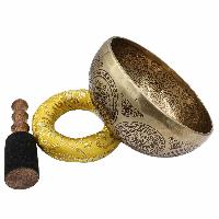 Buddhist Hand Beaten Jambati Singing Bowl, With Premium Etching Carving, [select Accessories]