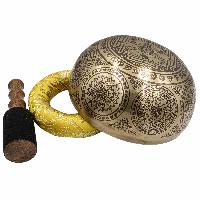 Buddhist Hand Beaten Jambati Singing Bowl, With Premium Etching Carving, [select Accessories]