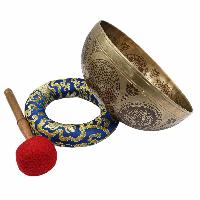 Buddhist Hand Beaten Jambati Singing Bowl, With Premium Etching Carving, [select Accessories]