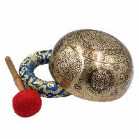 Buddhist Hand Beaten Jambati Singing Bowl, With Premium Etching Carving, [select Accessories]