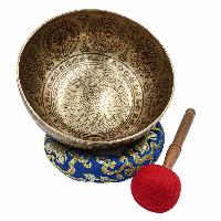 Buddhist Hand Beaten Jambati Singing Bowl, With Premium Etching Carving, [select Accessories]