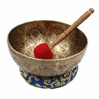 Buddhist Hand Beaten Jambati Singing Bowl, With Premium Etching Carving, [select Accessories]