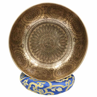 Buddhist Hand Beaten Jambati Singing Bowl, With Premium Etching Carving, [select Accessories]