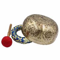 Buddhist Hand Beaten Jambati Singing Bowl, With Premium Etching Carving, [select Accessories]