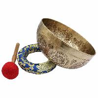 Buddhist Hand Beaten Jambati Singing Bowl, With Premium Etching Carving, [select Accessories]