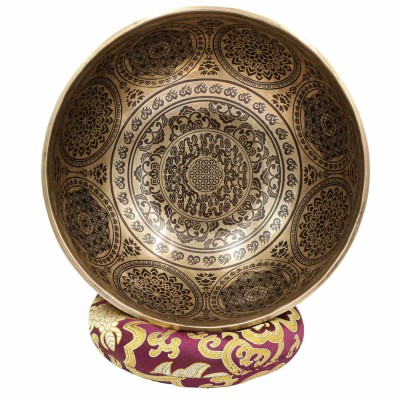 Buddhist Hand Beaten Jambati Singing Bowl, With Premium Etching Carving, [select Accessories]