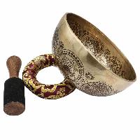 Buddhist Hand Beaten Jambati Singing Bowl, With Premium Etching Carving, [select Accessories]