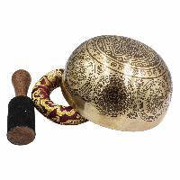 Buddhist Hand Beaten Jambati Singing Bowl, With Premium Etching Carving, [select Accessories]