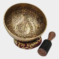 Buddhist Hand Beaten Jambati Singing Bowl, With Premium Etching Carving, [select Accessories]