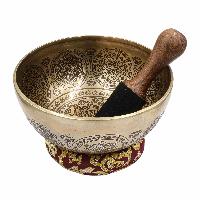 Buddhist Hand Beaten Jambati Singing Bowl, With Premium Etching Carving, [select Accessories]