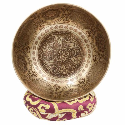 Buddhist Hand Beaten Jambati Singing Bowl, With Premium Etching Carving, [select Accessories]