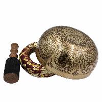 Buddhist Hand Beaten Jambati Singing Bowl, With Premium Etching Carving, [select Accessories]