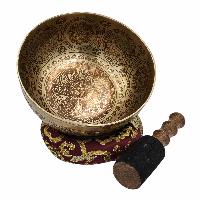 Buddhist Hand Beaten Jambati Singing Bowl, With Premium Etching Carving, [select Accessories]