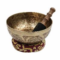 Buddhist Hand Beaten Jambati Singing Bowl, With Premium Etching Carving, [select Accessories]