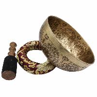 Buddhist Hand Beaten Jambati Singing Bowl, With Premium Etching Carving, [select Accessories]