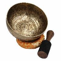 Buddhist Hand Beaten Jambati Singing Bowl, With Premium Etching Carving, [select Accessories]